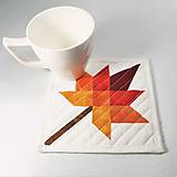 Úžitkový textil - Textilné podšálky - jesenné listy (oranžovo-červeno-hnedý) - 11235034_
