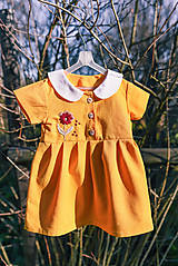 Detské oblečenie - Ľanové detské šaty s výšivkou - 11236748_