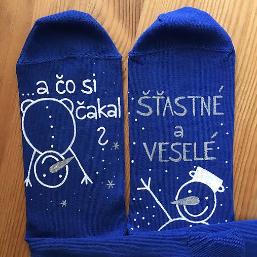 Maľované vianočné ponožky s nápisom: "A čo si čakal?..." alebo na želanie (parížske modré)