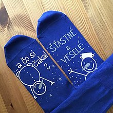 Ponožky, pančuchy, obuv - Maľované vianočné ponožky s nápisom: "A čo si čakal?..." alebo na želanie (parížske modré) - 11236140_