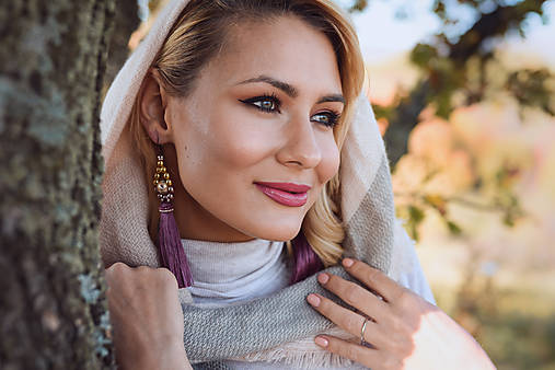 Náušnice - Strapcové náušnice béžovo-ružové / tassel earrings - 11237601_