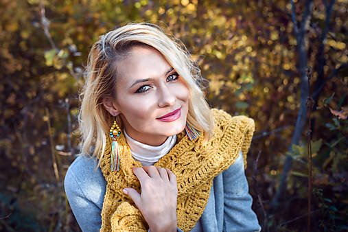 Náušnice - Farebné strapcové náušnice dlhé / tassel earrings - 11241824_