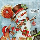 S1453 - Servítky - Vianoce, snehuliak, psík