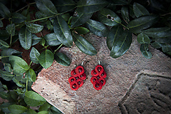 Červená Lenka - soutache earring - ručne šité šujtášové náušnice