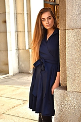 Šaty - Zavinovací šaty MONA, indigo modrá - 11247023_