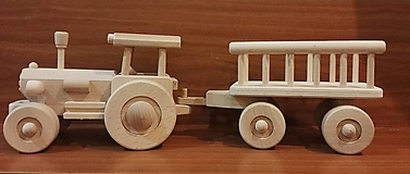 Hračky - Traktor  drevený s rebrinovým  vozom - 11248931_