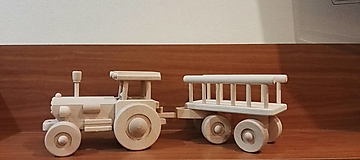 Hračky - Traktor  drevený s rebrinovým  vozom - 11248979_