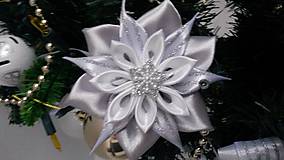 Vianočná hviezda - ozdoba na stromček (strieborno biela kombinácia)