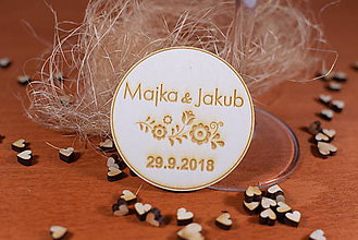 Darčeky pre svadobčanov - Drevená svadobná magnetka Ľudový motív 13 - 11247343_