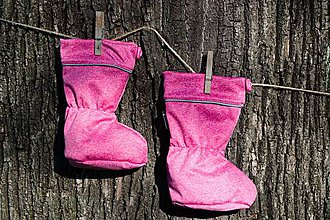 Detské topánky - Topánočky s merino vlnou / softshell - RUŽOVÝ MELÍR - 11253925_