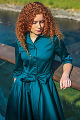 Šaty - Košilové šaty SARA, smaragdově zelené - 11250760_