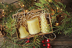 Svietidlá a sviečky - Vianočná SADA sviečok V DARČEKOVOM BALENÍ (Žltá) - 11250559_
