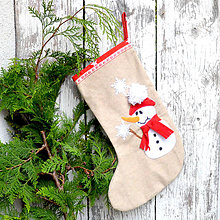 Dekorácie - Vianočná ponožka (Vianočná ponožka Snehuliak) - 11251152_