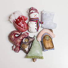 Dekorácie - Sada 6 vianočných dekorácií ("Zima") - 11257634_
