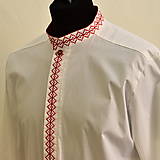 Pánske oblečenie - Bielo cervena krizikova vysivka - 11261723_