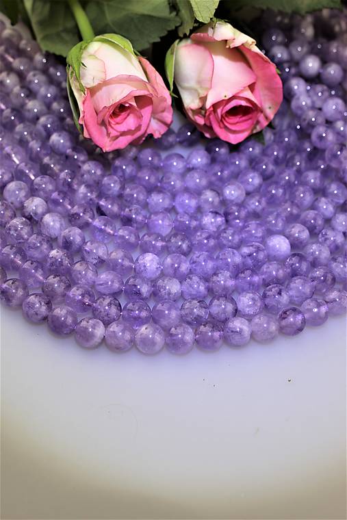 Minerály - ametyst korálky 8mm - ametyst levander - 11262580_