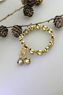 Sady šperkov - hematit s perlou náramok a náušnice - 11267270_