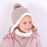 Detské čiapky - Ušianka -irregular dots pink - 11267850_