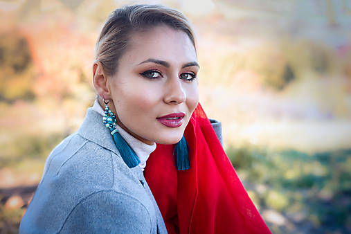 Náušnice - Modré strapcové náušnice / tassel earrings - 11265398_