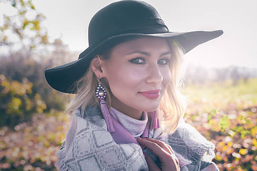 Náušnice - Dlhé strapcové náušnice modro-fialové / tassel earrings - 11265466_
