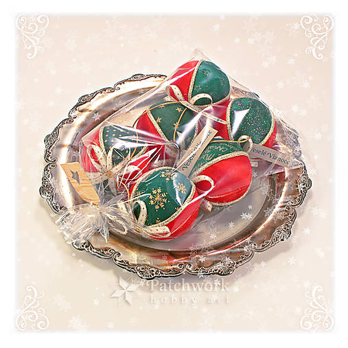 Vianočné gule patchworkové - Country sada