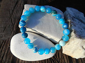Pánske šperky - blue agata-modrý achát-náramok - 11271578_