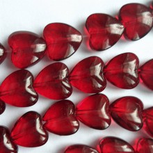 Korálky - Sklenené srdce-1ks (10mm-tm.červená) - 10065665_