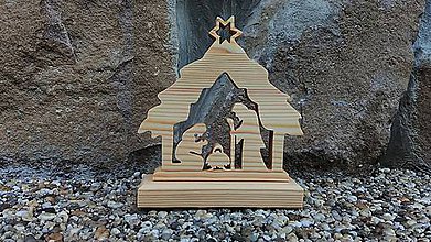 Dekorácie - Vianočný drevený betlehem - 11268461_