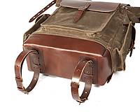 Batohy - Vodeodolný batoh na cestovanie z voskovaného plátna a kože. - 11269481_