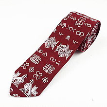 Pánske doplnky - Folklórna kravata slim fit - bordová - 11270187_
