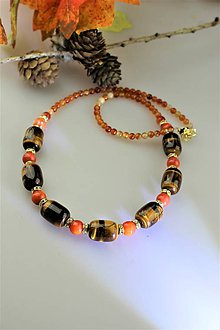 Náhrdelníky - tigrie oko s achátom a karneolom náhrdelník - 11274393_