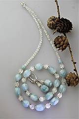 Sady šperkov - akvamarín s krištálom súprava (náhrdelník, náramok, náušnice) - 11276282_