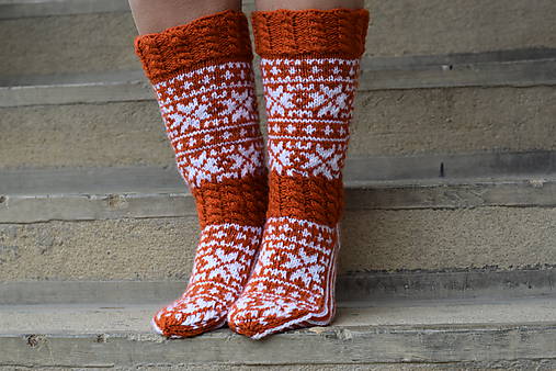  - vysoké ponožky s nórskym vzorom (v.39-40) - 11276164_
