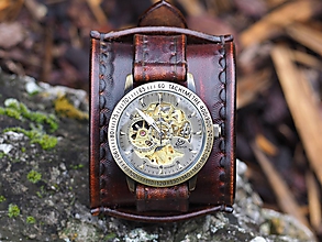 Náramky - Pánske vintage hodinky hnedé - 11285177_