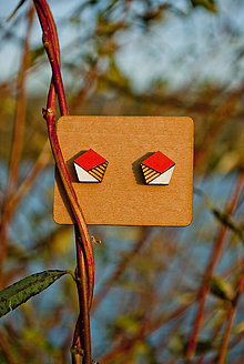 Náušnice - Drevené náušnice – Envelopes Minimal (Červená) - 11281536_