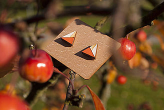 Náušnice - Drevené náušnice - Triangle (Oranžová) - 11282285_