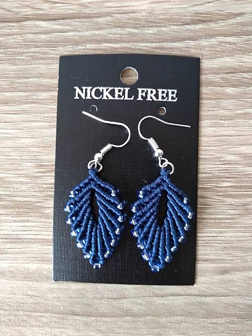 Náušnice - Macramé náušnice Farebný svet (tmavomodrá) - 11280693_