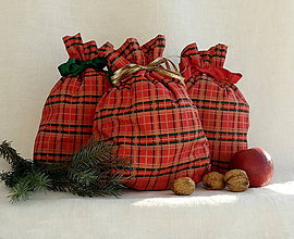 Úžitkový textil - Vianočné vrecká (Červeno-zelené káro bez nápisu) - 11283955_