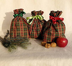 Úžitkový textil - Vianočné vrecká (Zeleno-červené káro) - 11283958_