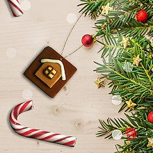Dekorácie - FIMO vianočné ozdoby čokoládky (domček) - 11283279_