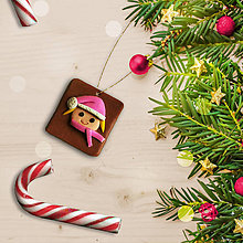Dekorácie - FIMO vianočné ozdoby čokoládky (dievča) - 11283282_