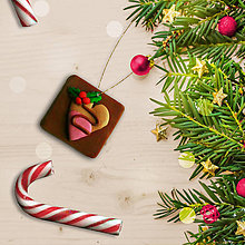 Dekorácie - FIMO vianočné ozdoby čokoládky (srdiečko) - 11283285_