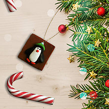 Dekorácie - FIMO vianočné ozdoby čokoládky (tučniak) - 11283302_