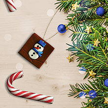 Dekorácie - FIMO vianočné ozdoby čokoládky (snehuliačik) - 11283393_