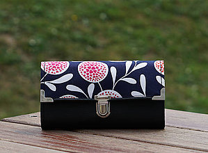 Peňaženky - Peňaženka Srdíčka Květiny, čierna, 18 karet, 2 zipy, fotky - 11286599_