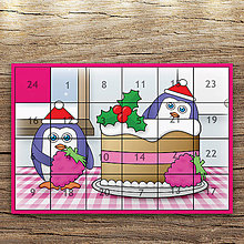 Papiernictvo - Adventný kalendár tučniaci v kuchyni (malinová torta) - 11285822_