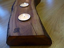 Svietidlá - Slivkový svietnik na 3 sviečky, natur - 11290258_