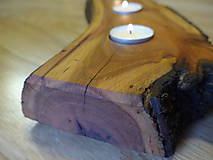 Svietidlá - Slivkový svietnik na 3 sviečky, natur - 11290261_