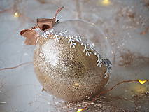 Dekorácie - ŠAMPANSKÉ vianočné gule s 3D fotkou (vzor na bokoch a na zadnej strane) - 11299469_