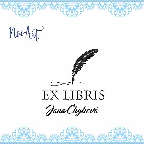 Materiál ručne robený - Pečiatka EX LIBRIS pierko ornament - 11304836_